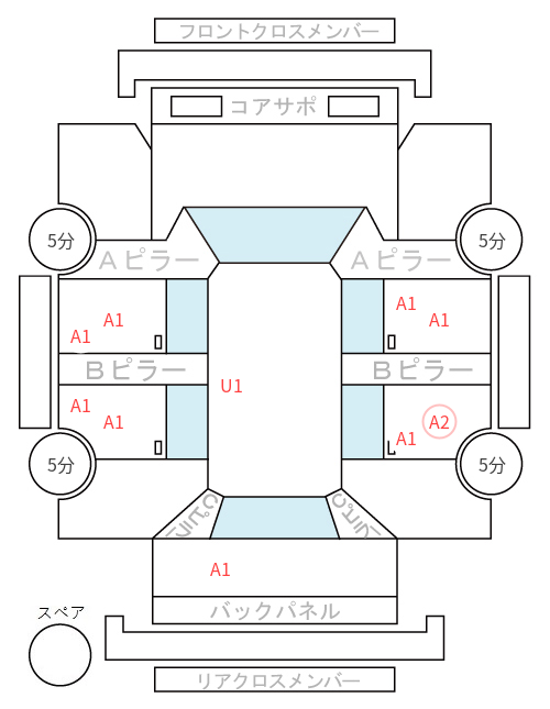 Body condition diagram (damage marks, Japanese labels)