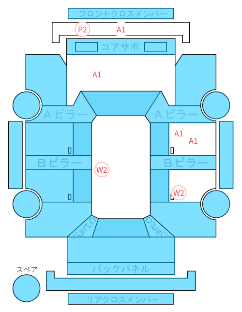 Body condition diagram (damage marks, Japanese labels)
