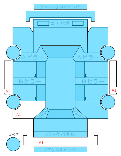 Body condition diagram (damage marks, Japanese labels)