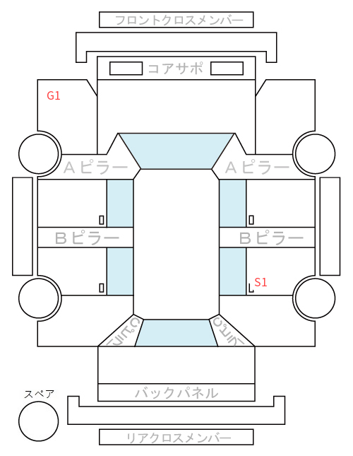 Body condition diagram (damage marks, Japanese labels)