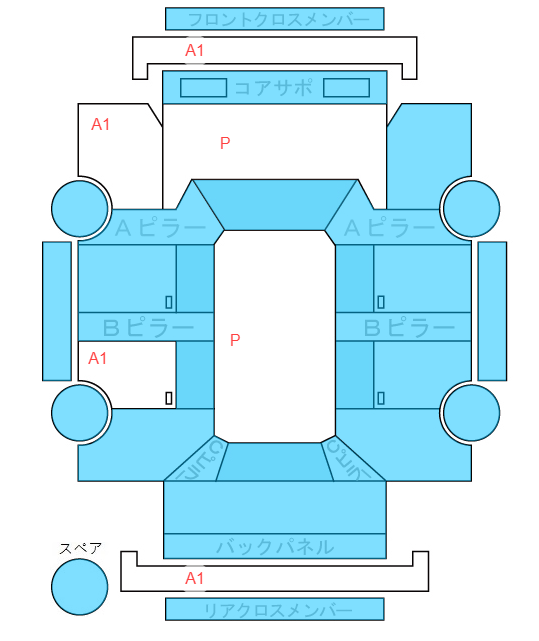 Body condition diagram (damage marks, Japanese labels)