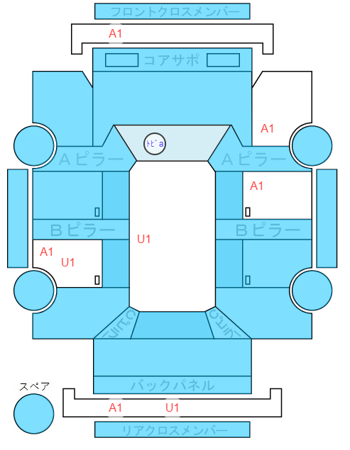 Body condition diagram (damage marks, Japanese labels)