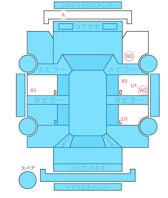 Body condition diagram (damage marks, Japanese labels)