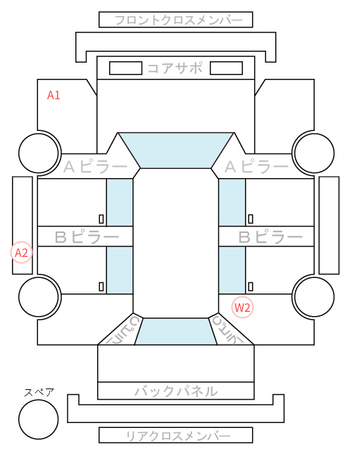 Body condition diagram (damage marks, Japanese labels)