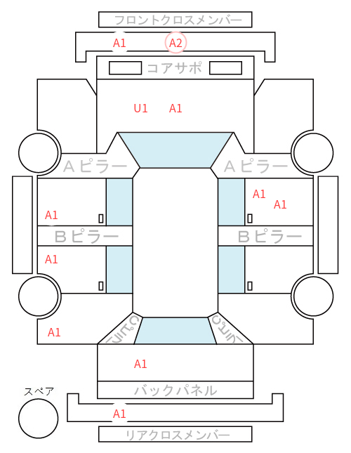 Body condition diagram (damage marks, Japanese labels)