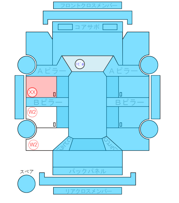 Body condition diagram (damage marks, Japanese labels)