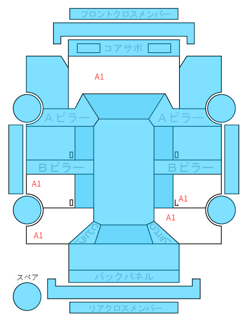 Body condition diagram (damage marks, Japanese labels)