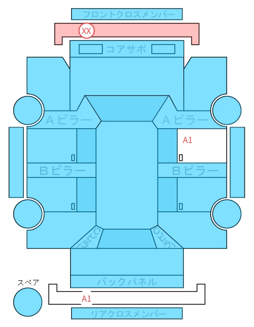 Body condition diagram (damage marks, Japanese labels)