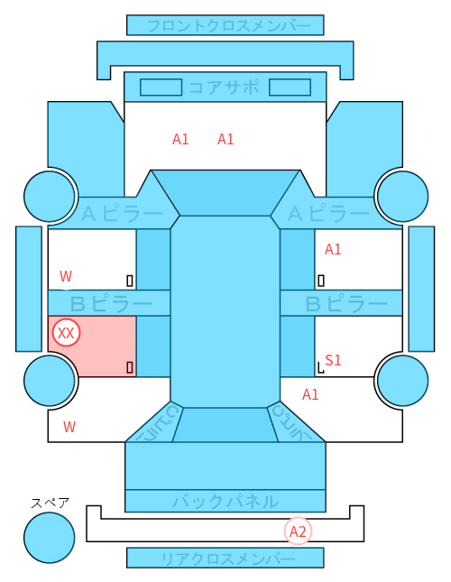 Body condition diagram (damage marks, Japanese labels)