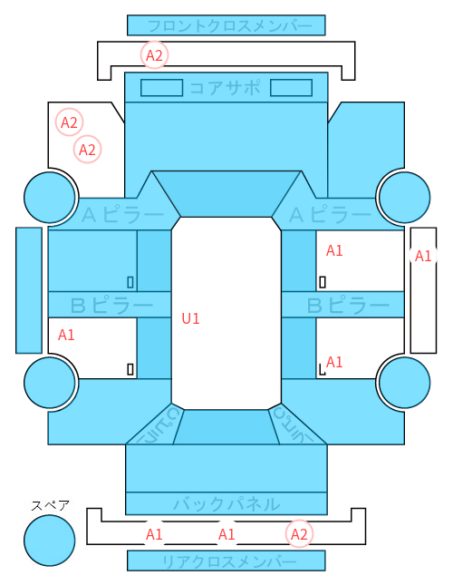 Body condition diagram (damage marks, Japanese labels)