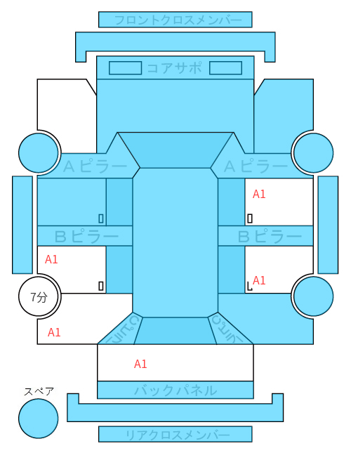 Body condition diagram (damage marks, Japanese labels)
