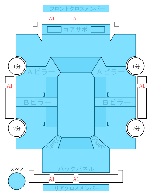 Body condition diagram (damage marks, Japanese labels)