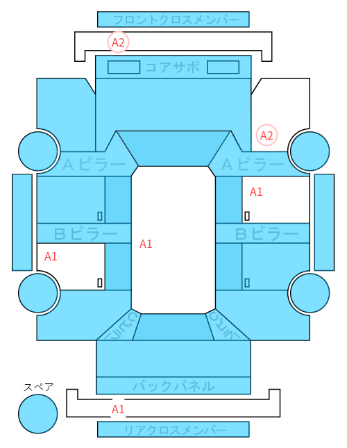 Body condition diagram (damage marks, Japanese labels)