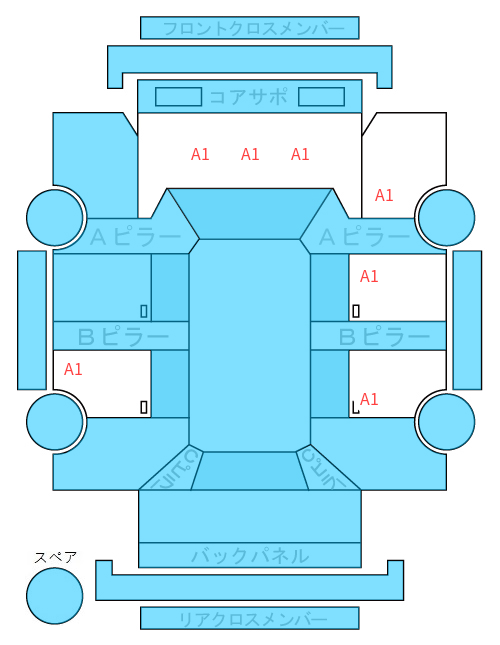Body condition diagram (damage marks, Japanese labels)