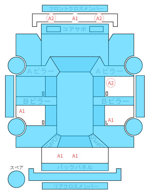 Body condition diagram (damage marks, Japanese labels)