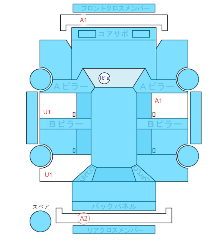 Body condition diagram (damage marks, Japanese labels)