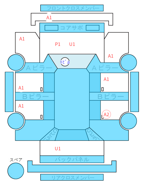 Body condition diagram (damage marks, Japanese labels)