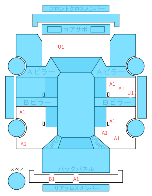 Body condition diagram (damage marks, Japanese labels)
