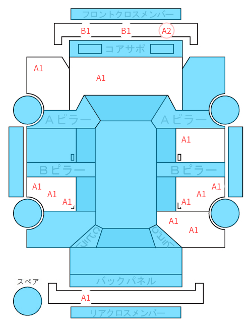 Body condition diagram (damage marks, Japanese labels)