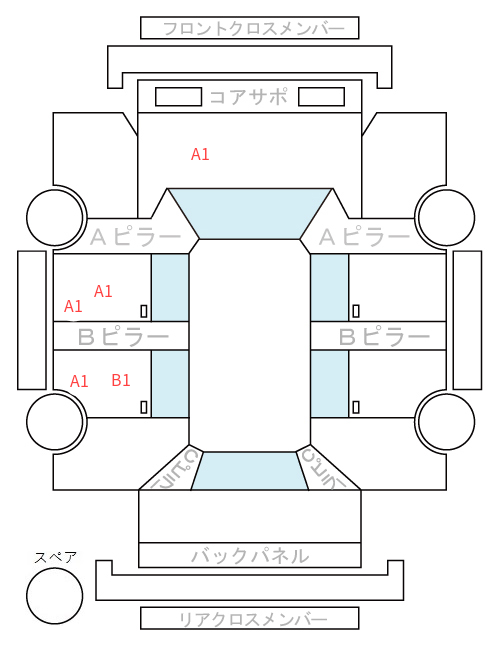 Body condition diagram (damage marks, Japanese labels)