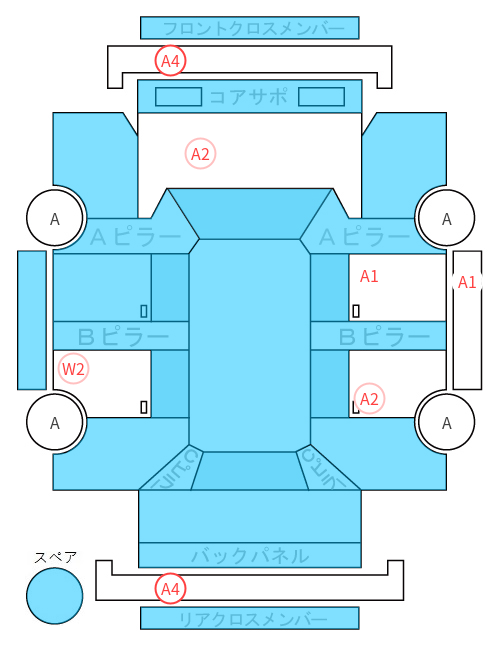 Body condition diagram (damage marks, Japanese labels)