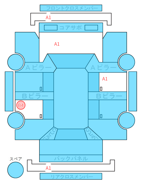 Body condition diagram (damage marks, Japanese labels)