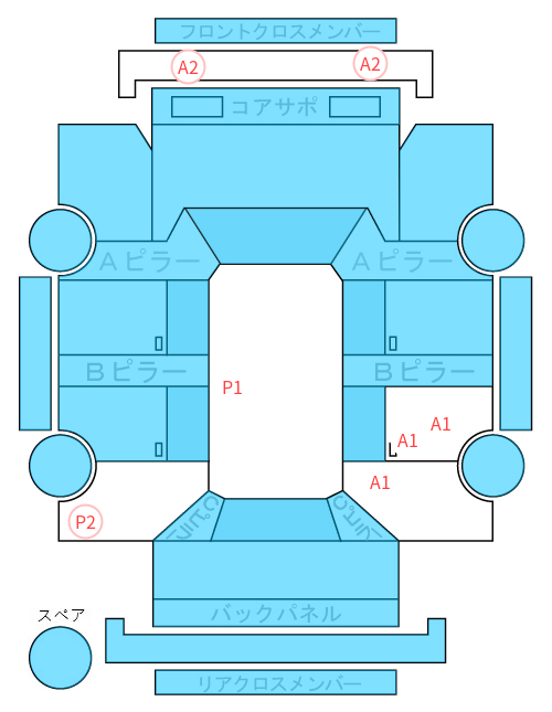 Body condition diagram (damage marks, Japanese labels)